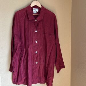 David Dart Woman 2X 100% linen flowing button up top and sleeveless long dress